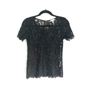 Matabelle Lace Short Sleeve Top Black